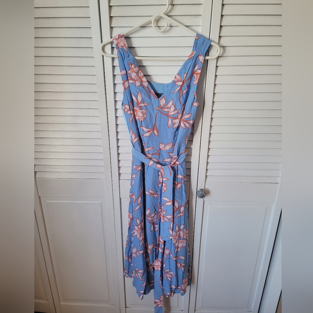 TALBOTS Petite Fit & Flare Flowing Hibiscus Dress, Size 8P